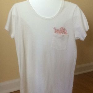 Crew cream T-shirt with pocket embroidery